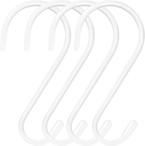 4 Pack Large S Hooks, 6 inch Vinyl Coated Heavy Duty S Hooks, Non Slip Rubber Coated Closet S Hooks for Hanging Jeans Clothes Plants Handbags Jewelry Pot Pan Cups Towels Garden Tools (Black) in Saudi Arabia