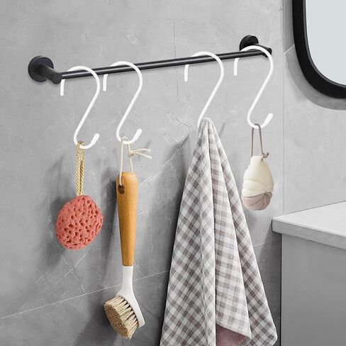 4 Pack Large S Hooks, 6 inch Vinyl Coated Heavy Duty S Hooks, Non Slip Rubber Coated Closet S Hooks for Hanging Jeans Clothes Plants Handbags Jewelry Pot Pan Cups Towels Garden Tools (Black) in Saudi Arabia