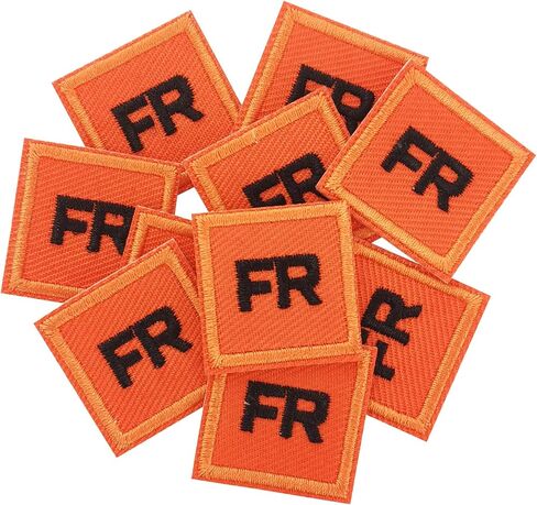 LEMBIK 10PCS FR Patches, FR Replacement Garment Embroidery Iron-on/Sew on Patches for Clothing, Jackets, Jeans, Hats, Backpacks, Socks, Orange-Black in Saudi Arabia