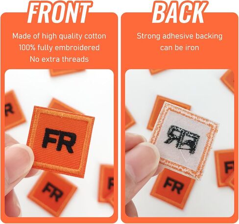 LEMBIK 10PCS FR Patches, FR Replacement Garment Embroidery Iron-on/Sew on Patches for Clothing, Jackets, Jeans, Hats, Backpacks, Socks, Orange-Black in Saudi Arabia