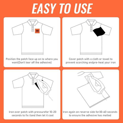 LEMBIK 10PCS FR Patches, FR Replacement Garment Embroidery Iron-on/Sew on Patches for Clothing, Jackets, Jeans, Hats, Backpacks, Socks, Orange-Black in Saudi Arabia