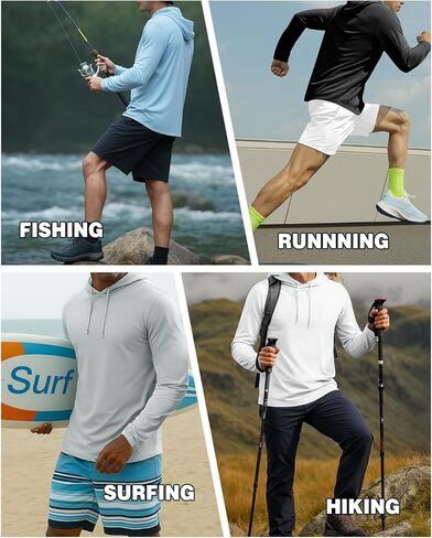 AIMPACT Men's Sun Protection Shirts UV SPF UPF 50+ Long Short Sleeve Hoodie Rash Guard Fishing Swimming Shirt Lightweight in Kuwait