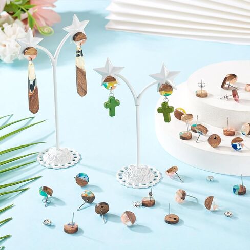 FASHEWELRY 30Pcs Resin Wood Earrings Posts 20mm Flat Round Wooden Earring Blanks Gold Foil Wooden Earring Pin Studs with Earring Back for Dangle Earring Jewelry Making in Saudi Arabia