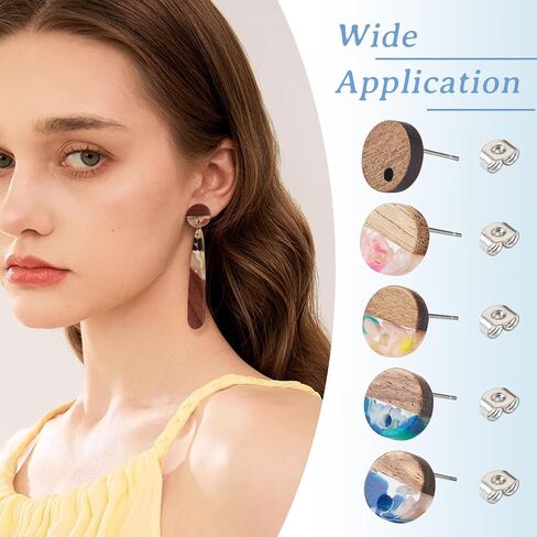 FASHEWELRY 30Pcs Resin Wood Earrings Posts 20mm Flat Round Wooden Earring Blanks Gold Foil Wooden Earring Pin Studs with Earring Back for Dangle Earring Jewelry Making in Saudi Arabia
