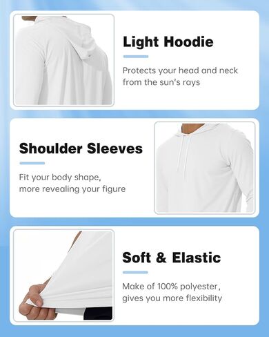 AIMPACT Men's Sun Protection Shirts UV SPF UPF 50+ Long Short Sleeve Hoodie Rash Guard Fishing Swimming Shirt Lightweight in Kuwait