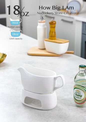 قارب مرق كبير بحجم 20 أونصة من نوكوكيري مع صحن بورسلين أبيض دافئ مع فوهة شفاه كبيرة غير قابلة للتنقيط، وعاء مرق لعيد الشكر، وصلصات دافئة، وضمادات السلطة، وآمن للاستخدام في الميكروويف والفريزر (حديث) in Kuwait