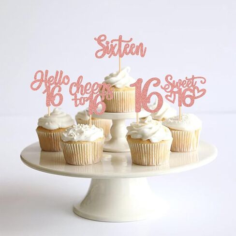 25 Pack Sweet 16th Cupcake Toppers Hello Sixteen 16 Vintage 2009 Happy 16th Birthday Cupcake. in Kuwait