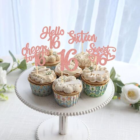 25 Pack Sweet 16th Cupcake Toppers Hello Sixteen 16 Vintage 2009 Happy 16th Birthday Cupcake. in Kuwait