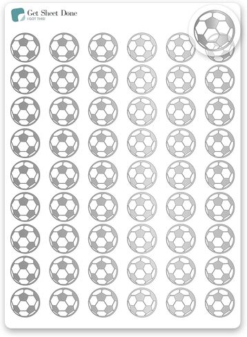 Soccer Icon Planner Sticker/54 Gold Foiled Vinyl (1/3")/Football Sports Exercise Fitness Health Game Practice/Essential Productivity Life Planner Bujo Bullet Journaling (3 Sheets, Silver Foil) in Saudi Arabia