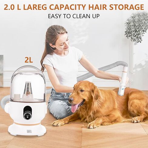 طقم أليف وألواح أليف شفط 99 ٪ من شعر الحيوانات الأليفة ، 5 IN-1 Pet Grooming Kit مع كوب غبار كبير سعة 2L ، مزيل شعر الكلاب منخفضة الضوضاء لاستئصال القطط الكلاب والحيوانات الأخرى ، in Kuwait
