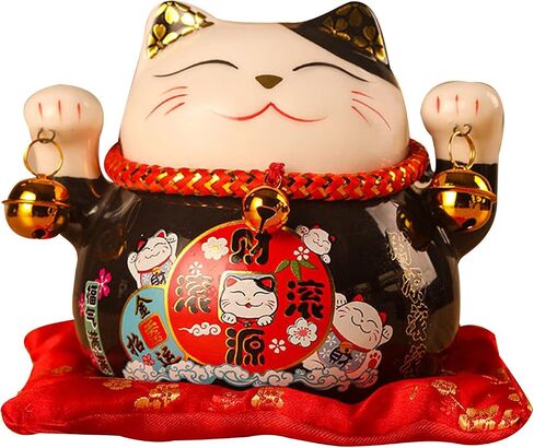 Lucky Cat Coin Bank, Lucky Cat Piggy Bank, Cute Ceramic Piggy Bank, 4.5in Exquisite Cute Bring Luck Good Wish Fortune Cat,Ceramic Fortune Cat Saving Pot Desk Decoration for Office Car(G) in Saudi Arabia