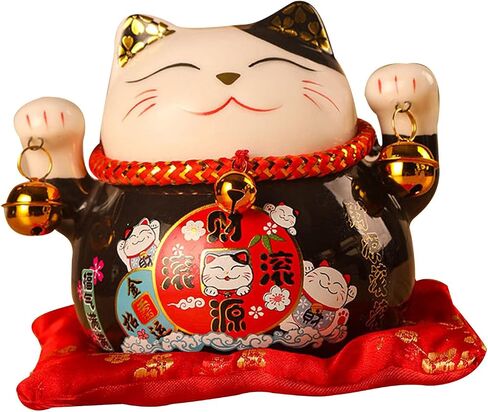 Lucky Cat Coin Bank, Lucky Cat Piggy Bank, Cute Ceramic Piggy Bank, 4.5in Exquisite Cute Bring Luck Good Wish Fortune Cat,Ceramic Fortune Cat Saving Pot Desk Decoration for Office Car(G) in Saudi Arabia