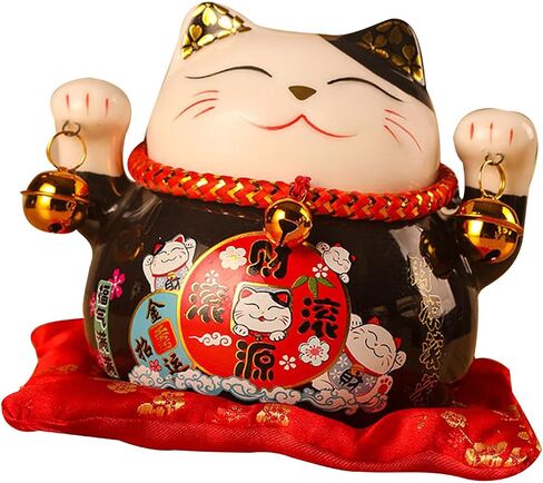 Lucky Cat Coin Bank, Lucky Cat Piggy Bank, Cute Ceramic Piggy Bank, 4.5in Exquisite Cute Bring Luck Good Wish Fortune Cat,Ceramic Fortune Cat Saving Pot Desk Decoration for Office Car(G) in Saudi Arabia