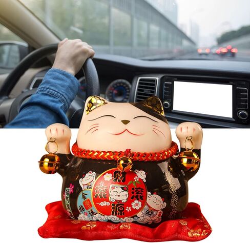 Lucky Cat Coin Bank, Lucky Cat Piggy Bank, Cute Ceramic Piggy Bank, 4.5in Exquisite Cute Bring Luck Good Wish Fortune Cat,Ceramic Fortune Cat Saving Pot Desk Decoration for Office Car(G) in Saudi Arabia