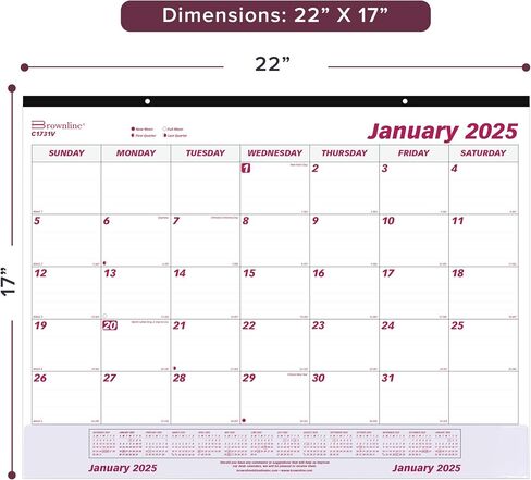 Brownline® 2025 Monthly Desk Pad Calendar with Transparent Vinyl Strip, 12 Months, January to December, 22" x 17" (C1731V-25) in Saudi Arabia