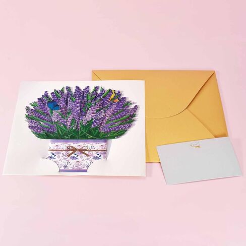 Mothers Day Card, Paper Love 3D Lavender Pop Up Handcrafted Card Flower Bouquet for Mom, 100% Recycled and Eco-Friendly, 8x 6 Inch Cover with Note Tag in Saudi Arabia