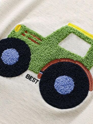 Frogwill Toddler Boys Little Monster Embroidered Truck 2-Pieces Cotton T-Shirt and Shorts Summer Outfit Set in Kuwait
