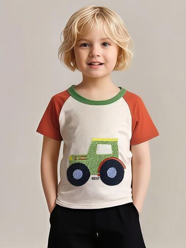 Frogwill Toddler Boys Little Monster Embroidered Truck 2-Pieces Cotton T-Shirt and Shorts Summer Outfit Set in Kuwait