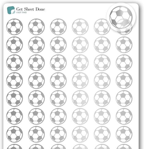 Soccer Icon Planner Sticker/54 Gold Foiled Vinyl (1/3")/Football Sports Exercise Fitness Health Game Practice/Essential Productivity Life Planner Bujo Bullet Journaling (3 Sheets, Silver Foil) in Saudi Arabia