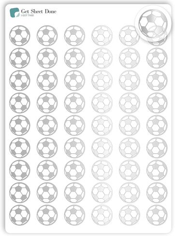 Soccer Icon Planner Sticker/54 Gold Foiled Vinyl (1/3")/Football Sports Exercise Fitness Health Game Practice/Essential Productivity Life Planner Bujo Bullet Journaling (3 Sheets, Silver Foil) in Saudi Arabia