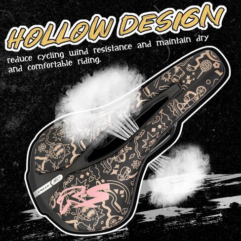 MEGHNA Bike Saddle for Road Bike Replacement Bike Seat Hollow Breathable Graffiti Pattern Street Style Comfort Seat for Raod Bike Mountain Bike Gravel Bike BMX Multi Colors in Saudi Arabia