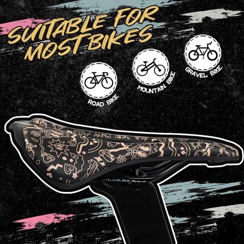 MEGHNA Bike Saddle for Road Bike Replacement Bike Seat Hollow Breathable Graffiti Pattern Street Style Comfort Seat for Raod Bike Mountain Bike Gravel Bike BMX Multi Colors in Saudi Arabia