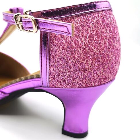 Women's Ballroom Dance Shoes Glitter T-Strap Dancing Heels Salsa Latin Wedding Party Shoes Black 2 inches Heel 6.5 US in Saudi Arabia