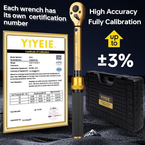 50Pcs Master Bike Torque Wrench Set, 1/4 Inch Drive, 10-220 IN.LB (1-24.9 Nm), Inch Pound Click Torque Wrench with Bit Sockets, 0.1 Nm Micro, 3/8 Adapter, Pro Bicycle Tool Kit for MTB in Kuwait