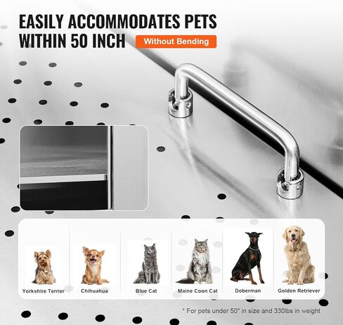 VEVOR 50 "Pet Dog Station W/الدرج ، حوض استحسان الكلاب المهنية من الفولاذ المقاوم للصدأ مع صندوق الصابون ، صنبور ، ملحق غني ، حوض استحمام للكلاب للحيوانات الأليفة الكبيرة ، والحيوانات الأليفة الصغيرة ، وحوض الغسيل للمنزل يمينًا in Kuwait