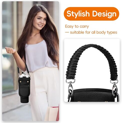 Water Bottle Carrier Bag with Phone Pocket for Stanley 40/30 oz Tumbler Neoprene Insulated Mug Sleeve Pouch with 2 Pockets & Adjustable Strap & Straw Cover for Stanley Cup Accessories in Kuwait