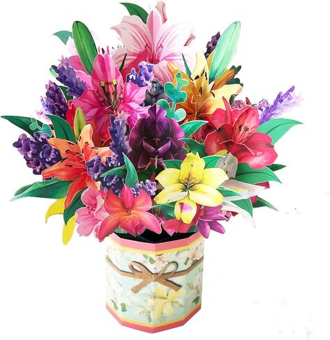 Mothers Day Card, Paper Love 3D Lavender Pop Up Handcrafted Card Flower Bouquet for Mom, 100% Recycled and Eco-Friendly, 8x 6 Inch Cover with Note Tag in Saudi Arabia