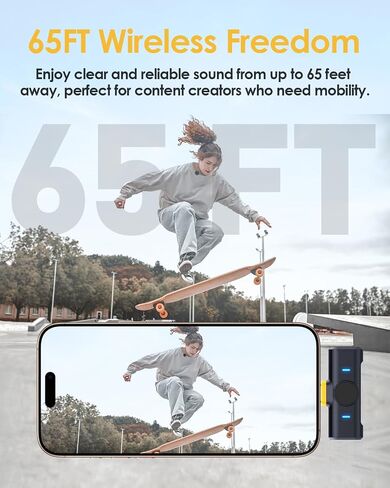 Mini Wireless Lavalier Microphone for iPhone/Android with Noise Cancellation & Magnetic Backclip, 2-Pack USB-C Mics for Content Creators in Saudi Arabia