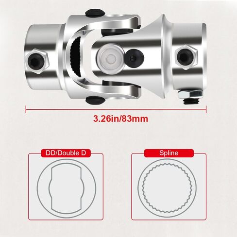 COOL STAR Universal Steering Joints 13/16"-36 Spline x 3/4" DD U-Joint Shaft Black 83mm (3-1/4") Working Angle 35°Degree in Saudi Arabia