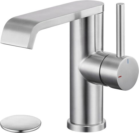 TONNY Black Bathroom Faucet, Single Hole Waterfall Bathroom Faucet, Matte Black Single Handle Bathroom Faucets for Sink 1 Hole with Pop Up Drain and Water Supply Hoses in Saudi Arabia
