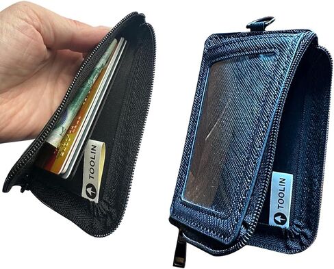 TOOLIN محفظة حامل بطاقات مرنة، محفظة نحيفة حامل بطاقات الائتمان العمودي، محفظة جيب أمامية بسيطة، حامل بطاقات بسيط للنساء والرجال (أسود) in Kuwait