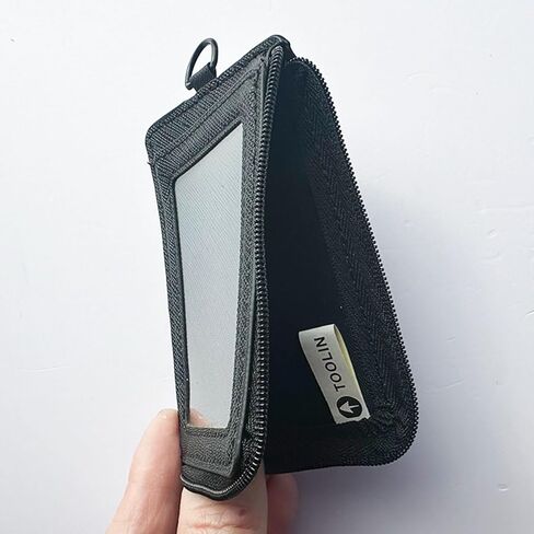 TOOLIN محفظة حامل بطاقات مرنة، محفظة نحيفة حامل بطاقات الائتمان العمودي، محفظة جيب أمامية بسيطة، حامل بطاقات بسيط للنساء والرجال (أسود) in Kuwait