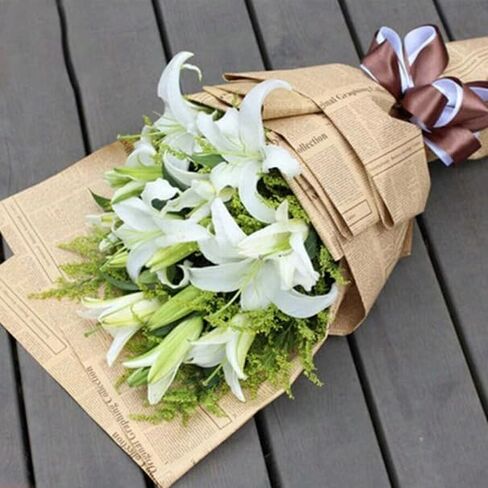 RUSPEPA 20 Sheets Kraft Newspaper Flower Wrapping Paper, Reversible Floral Bouquet Paper, Black Font Kraft Newsprint Design for Birthday, Florist Supply, Wedding, Valentine's Day, Mother's Day and DIY in Saudi Arabia