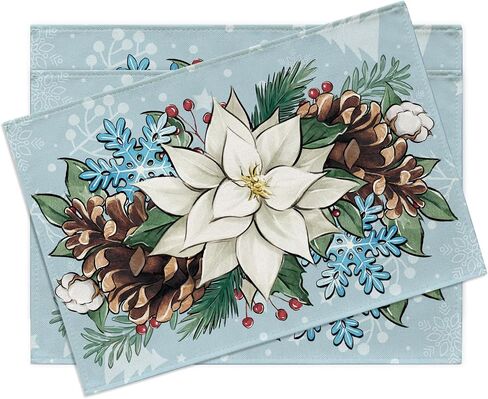Winter Snowflake Blue Table Runner, Christmas Snow Kitchen Dining Table Decoration, Seasonal Burlap Indoor Outdoor Home Decor Party Supply 13 x 72 Inches in Kuwait