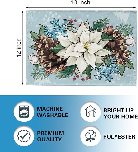Winter Snowflake Blue Table Runner, Christmas Snow Kitchen Dining Table Decoration, Seasonal Burlap Indoor Outdoor Home Decor Party Supply 13 x 72 Inches in Kuwait