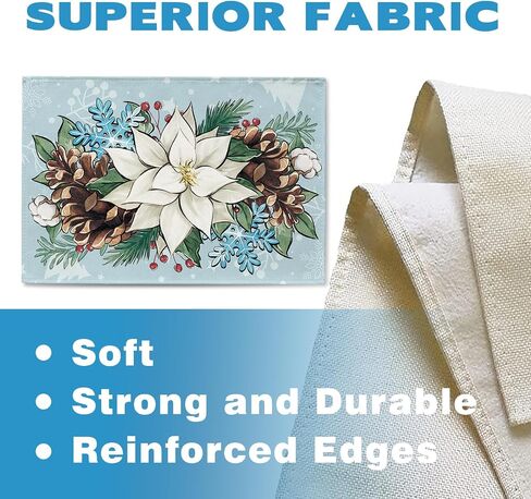Winter Snowflake Blue Table Runner, Christmas Snow Kitchen Dining Table Decoration, Seasonal Burlap Indoor Outdoor Home Decor Party Supply 13 x 72 Inches in Kuwait