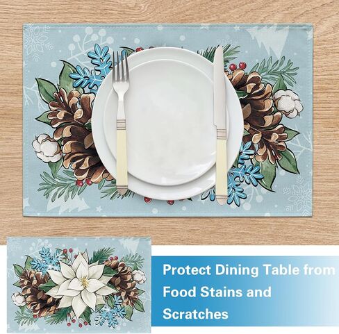 Winter Snowflake Blue Table Runner, Christmas Snow Kitchen Dining Table Decoration, Seasonal Burlap Indoor Outdoor Home Decor Party Supply 13 x 72 Inches in Kuwait