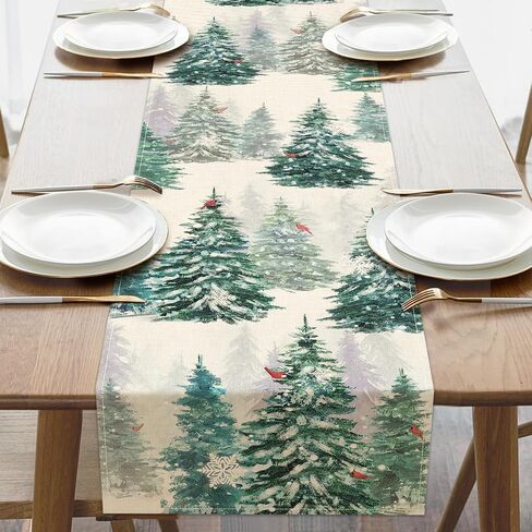 Winter Snowflake Blue Table Runner, Christmas Snow Kitchen Dining Table Decoration, Seasonal Burlap Indoor Outdoor Home Decor Party Supply 13 x 72 Inches in Kuwait