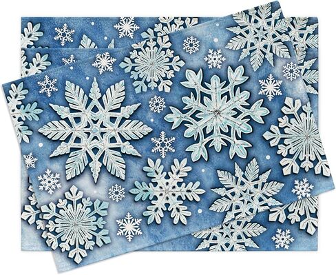 Winter Snowflake Blue Table Runner, Christmas Snow Kitchen Dining Table Decoration, Seasonal Burlap Indoor Outdoor Home Decor Party Supply 13 x 72 Inches in Kuwait