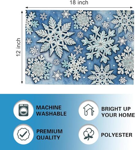 Winter Snowflake Blue Table Runner, Christmas Snow Kitchen Dining Table Decoration, Seasonal Burlap Indoor Outdoor Home Decor Party Supply 13 x 72 Inches in Kuwait
