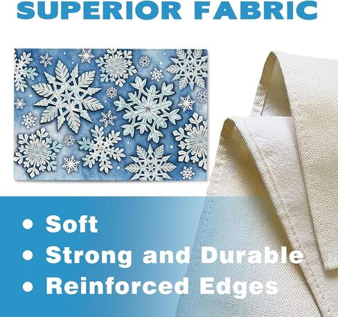 Winter Snowflake Blue Table Runner, Christmas Snow Kitchen Dining Table Decoration, Seasonal Burlap Indoor Outdoor Home Decor Party Supply 13 x 72 Inches in Kuwait