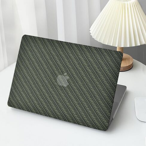 Compatible with MacBook Air 13 Inch Case2022 2021 2020 2019 2018 Release A1932 A2179 M1 A2337 Touch ID, Classic Woven Leather Plastic Hard Shell Case＋Transparent Keyboard Cover,Dark Green in Saudi Arabia
