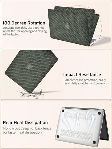 Compatible with MacBook Air 13 Inch Case2022 2021 2020 2019 2018 Release A1932 A2179 M1 A2337 Touch ID, Classic Woven Leather Plastic Hard Shell Case＋Transparent Keyboard Cover,Dark Green in Saudi Arabia