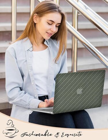 Compatible with MacBook Air 13 Inch Case2022 2021 2020 2019 2018 Release A1932 A2179 M1 A2337 Touch ID, Classic Woven Leather Plastic Hard Shell Case＋Transparent Keyboard Cover,Dark Green in Saudi Arabia