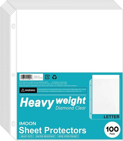 Heavyweight Protectors, High Transparency, Heavy Duty Sleeves for 3 Ring Binders, 8.5x11 Inch, 50-Pack (SP1316) in Saudi Arabia