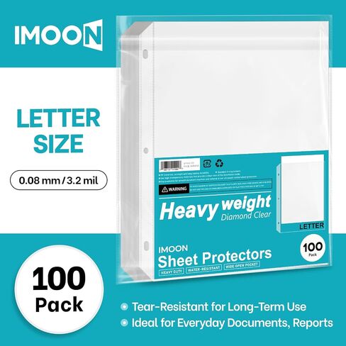 Heavyweight Protectors, High Transparency, Heavy Duty Sleeves for 3 Ring Binders, 8.5x11 Inch, 50-Pack (SP1316) in Saudi Arabia
